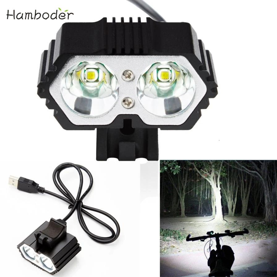 

MA 14 Hot Selling Fast Shipping LED lighting 6000LM 2 X CREE XM-L T6 LED USB Waterproof Lamp Bike Bicycle Headlight