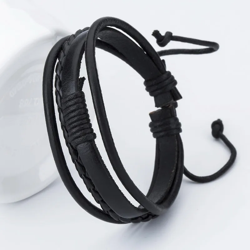 Bracelet Jewelry Fashion Charm Leather Bangle Men's Bracelets DIY Bandage 18-25cm