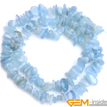 

6-7 mm blue aquamarines chips beads strand 15" natural aquamarines stone beads DIY beads for jewelry making free shipping