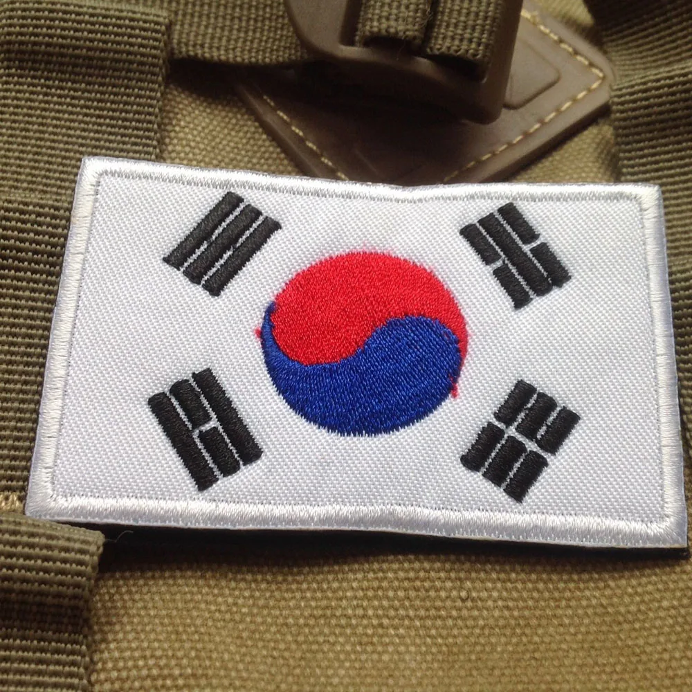 

South Korean Flag Taegukgi Magic Sticker Hook Loop Korean Army Flag 3D Embroidery Armband Badge Patch