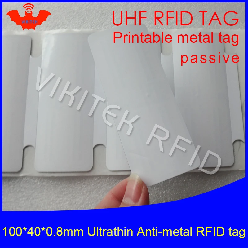UHF RFID ультратонкая антиметаллическая бирка 915 м 868 м M4QT 100*40*0,8 мм EPC fixed фиксированные средства для печати ПЭТ Пассивная RFID PET этикетка