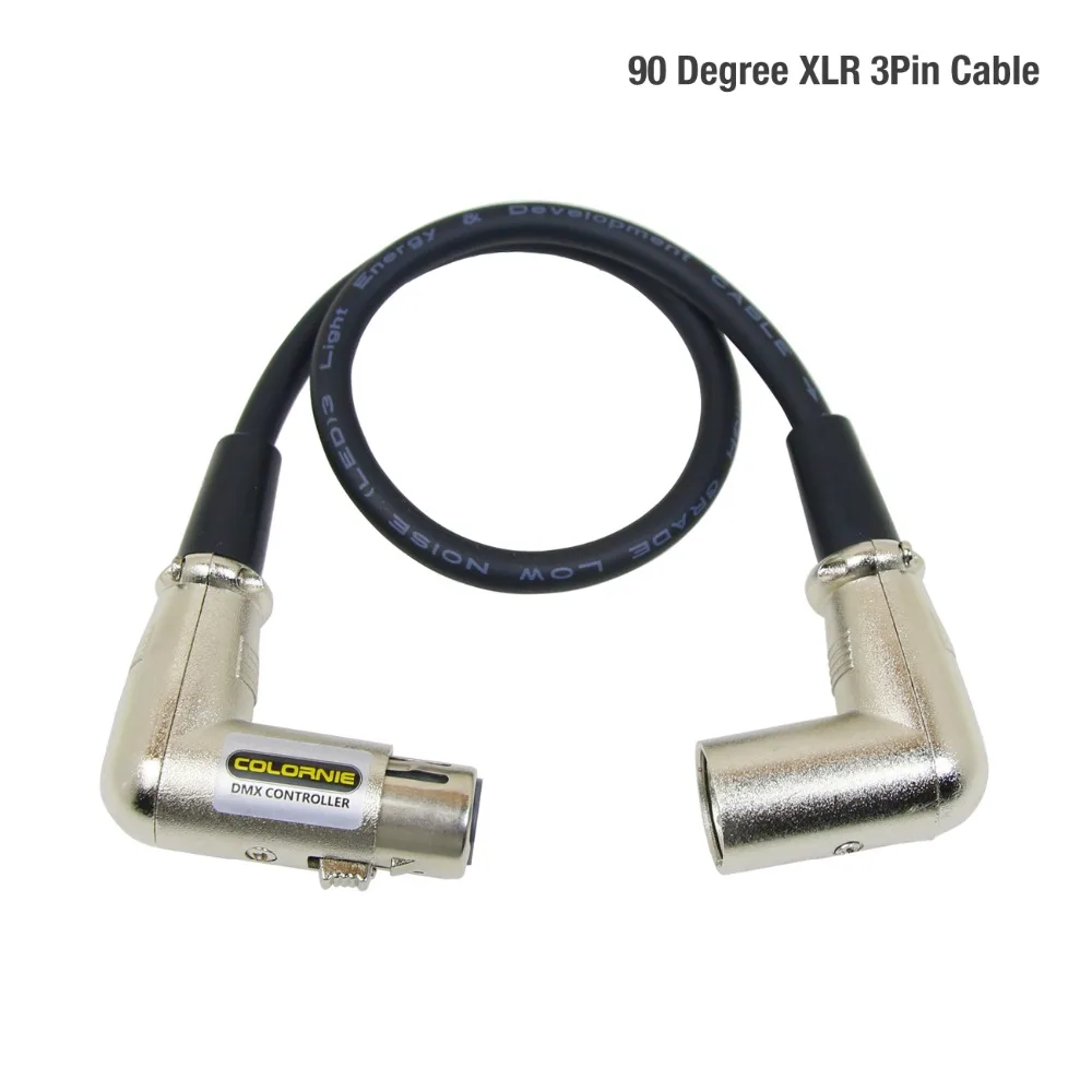 

30cm DMX Cable Connector 90 Degree XLR Male Plug to Right Angle Female Plug for stage light