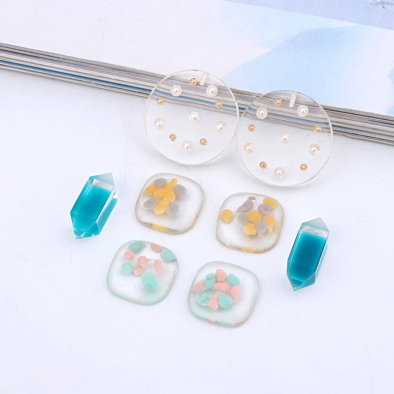 

4pcs Transparent Float Hexagonal Ring Patch Resin Findings Pearl Charms Korean Diy Earring Cabochon Beads Handmade Jewelry