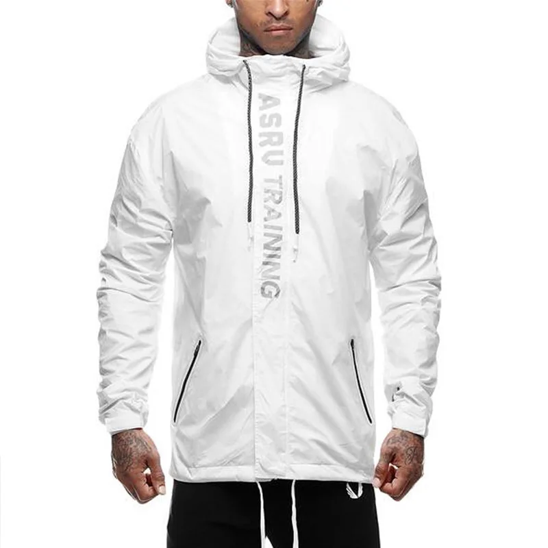 Мужская куртка для бега, спортивная одежда для тренировок, тренировок, бега, фитнеса, тренажерного зала, куртка для бега, одежда с длинным рукавом - Цвет: Retro White