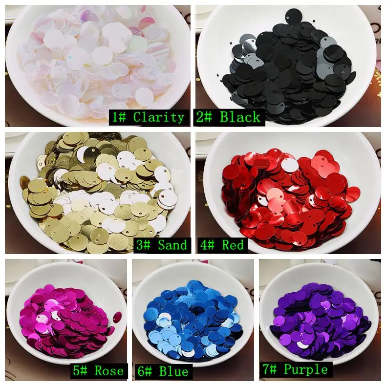 300 pcs/lot 70 gram Sewing Accessories 20mm Flat  Round Side Drilling Sequins for Crafts Diy  Scrapbook With 22 optional colors