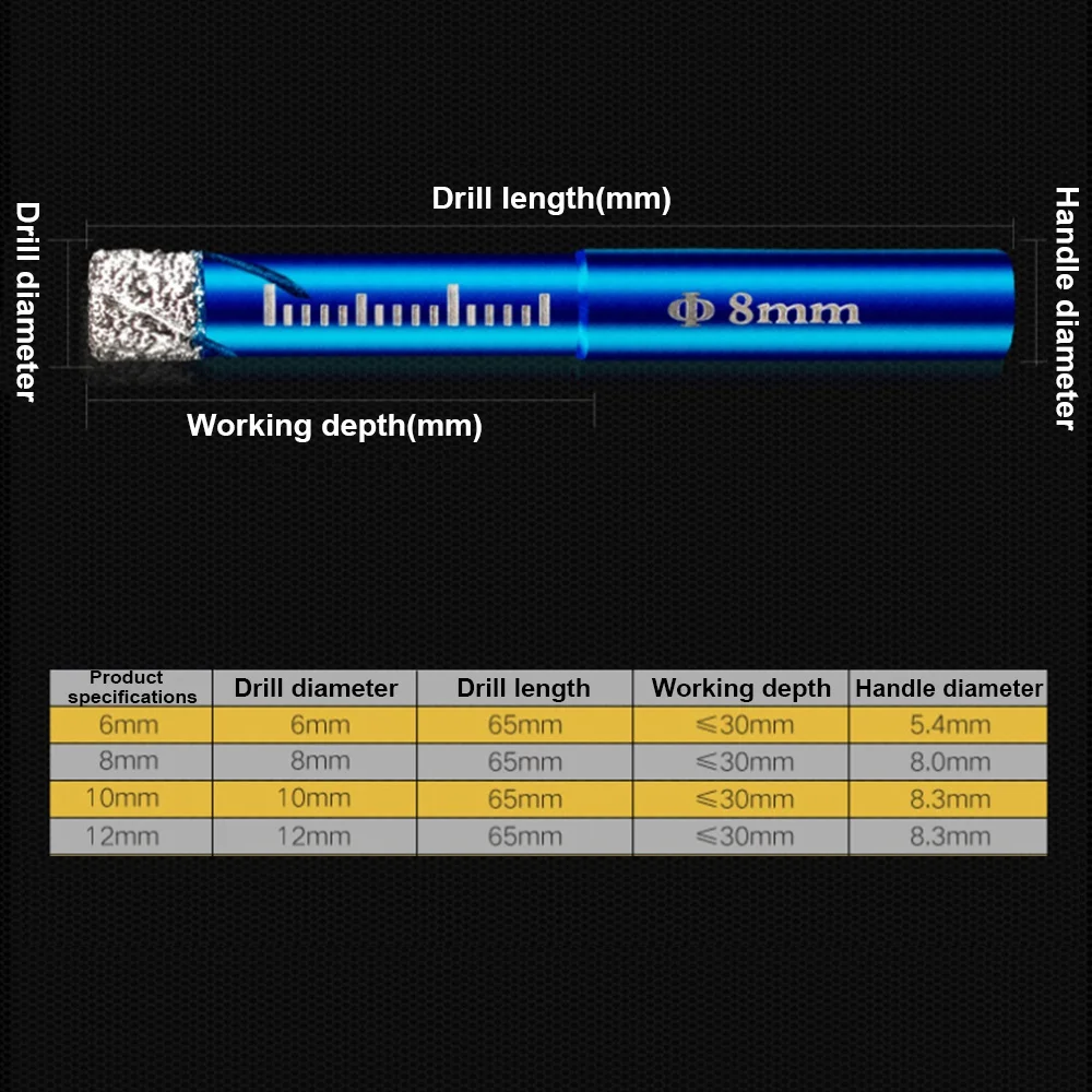 Набор сверл с алмазным покрытием, плитка, мраморное стекло, керамическая пила с отверстием, мраморные фрезерные сверла, инструмент питания