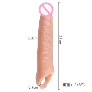 28cm Long Large Size Penis Extender Condoms Reusable Penis Sleeve Girth Impotence Dick Enlargement Sex Toys Cock Ring For Men 5