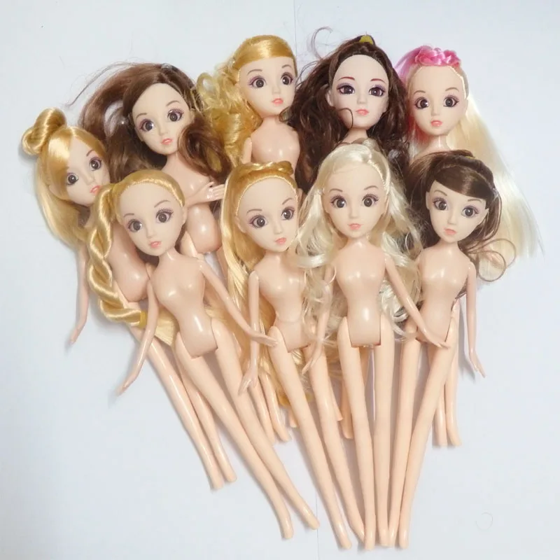 

New 23cm 5 joint 3D eyes naked Barbiedoll doll ferrite toy for girl gift DIY