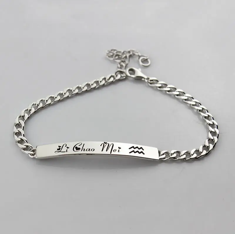 

Private Custom Bracelet S925 Sterling Silver Lettering Bracelet Couple Bracelet Valentines Day Gift