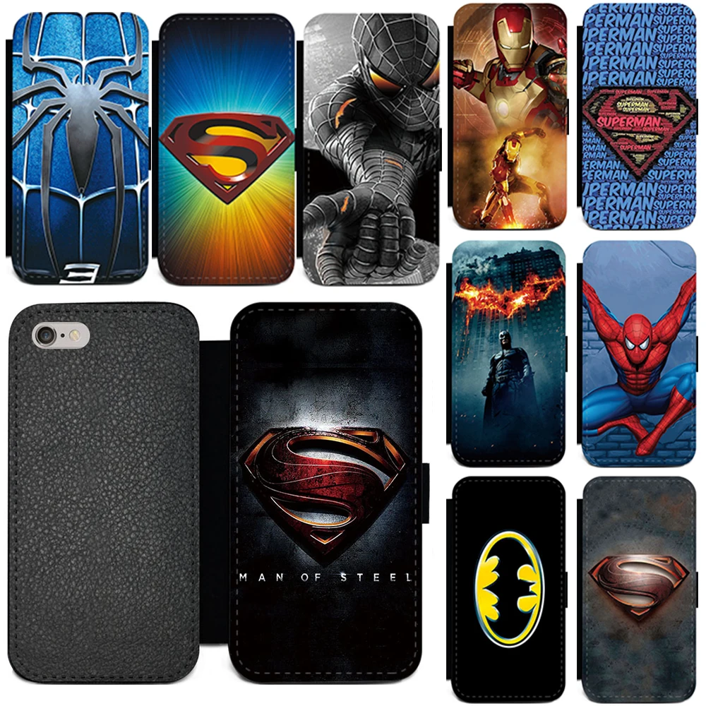 

Cool Superman Batman Logo Spiderman NEW PU Leather Flip Wallet Phone Case Cover For Apple iPhone 5 6 7 8 Plus X XR XS 11 PRO MAX