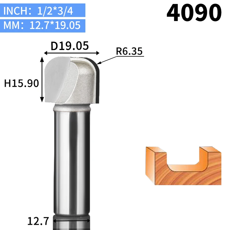 HUHAO 1 шт. 1/" хвостовик чаши и лоток шаблонный маршрутизатор бит карбида вольфрама Концевая мельница для деревообработки режущий инструмент деревообрабатывающий фрезерный станок - Длина режущей кромки: 4090