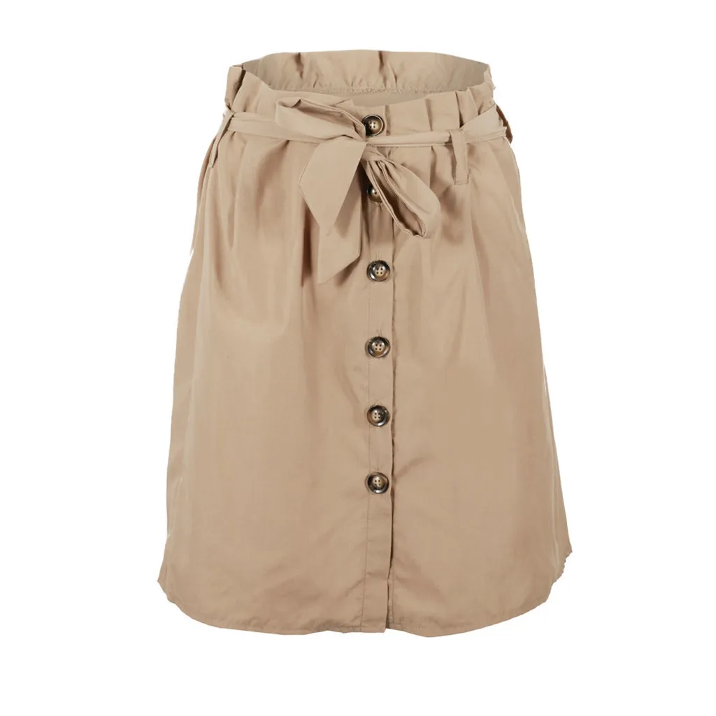Новая женская юбка на бретелях с бантом на пуговицах, сексуальная модная Однотонная юбка, повседневные свободные юбки, Spodnica damска#30
