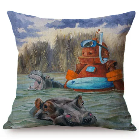 Cute Cartoon Robot Funny Cosplay Home Decoration Throw Pillow Case Kindergarten Children Like Car Sofa Chair Linen Cushion Cover M092-9