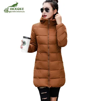 

Cotton women's medium long 2020 winter new waist thin down cotton coats cotton jackets ladies thicken hooded cool jacket Female