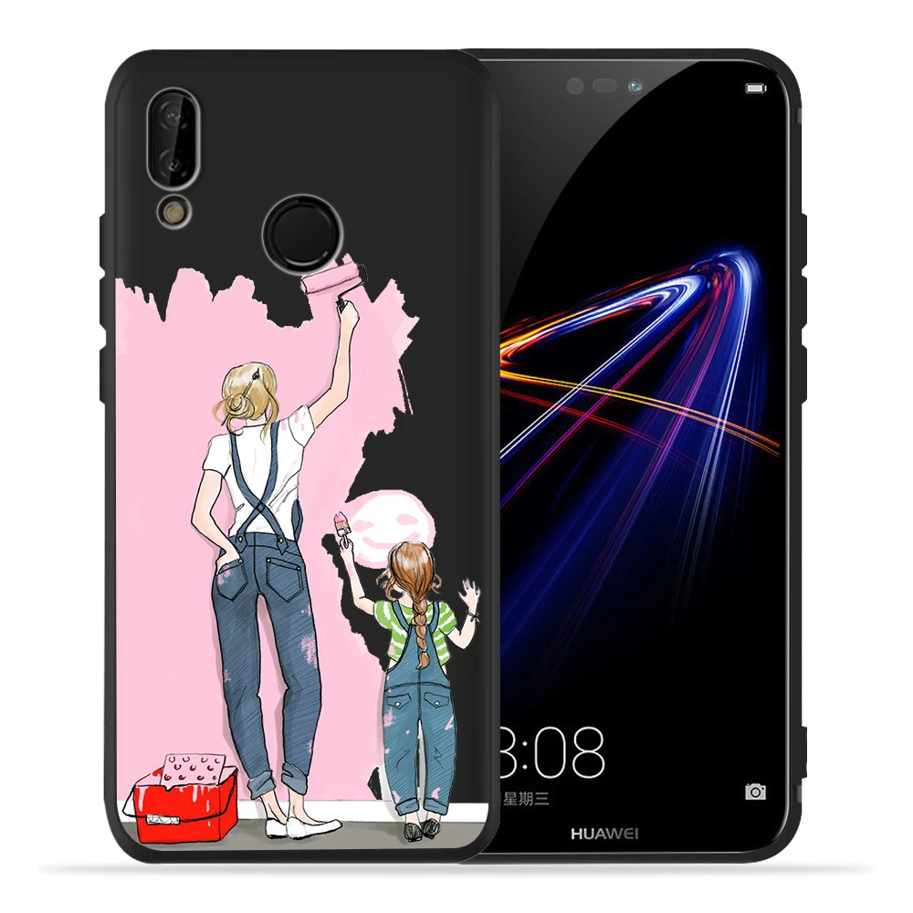 Чехол для huawei P30 Pro для huawei p20 lite mate 20 Honor 8 10 PSmart с коричневыми волосами Mama Baby mouse Super Mom Girl Etui, чехол