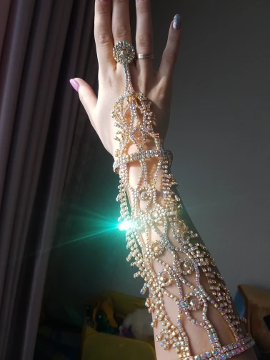 Bling-bling Стразы гетры для рук танцевальные украшения украшение для рук невесты 1 заказ = 1 шт - Color: gold