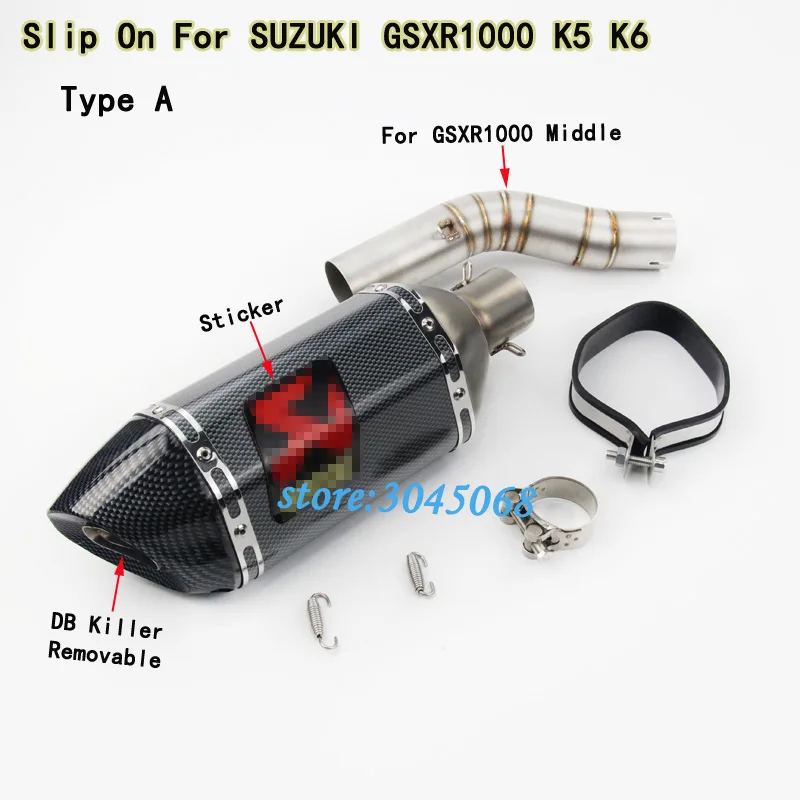 GSXR 1000 K5 K6 Motorcycle Full System Exhaust Middle Link pipe