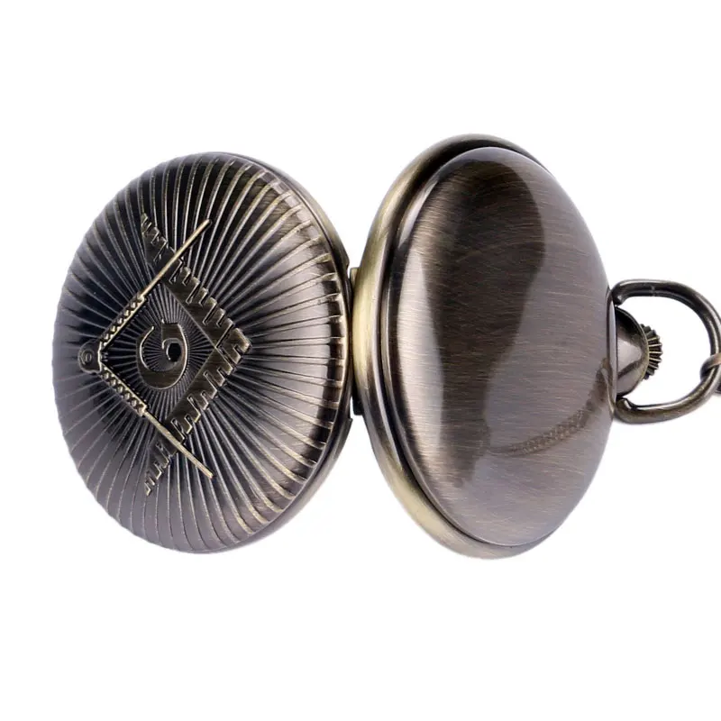 Cobre do Vintage Poket com Pingente Relógio de Quartzo para Mulheres dos Homens Relógio de Presente Oversize Grande Maçons Bronze Relógio Cadeia Unisex Retro g