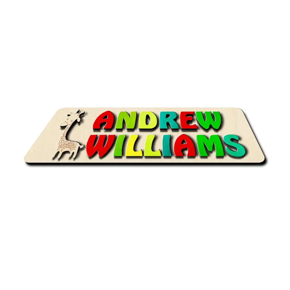 

Wooden Giraffe 2 Names Puzzle Personalized Wood Toy for Child Custom Wood Alphabet Letters Educational Toy Nursery Decoration