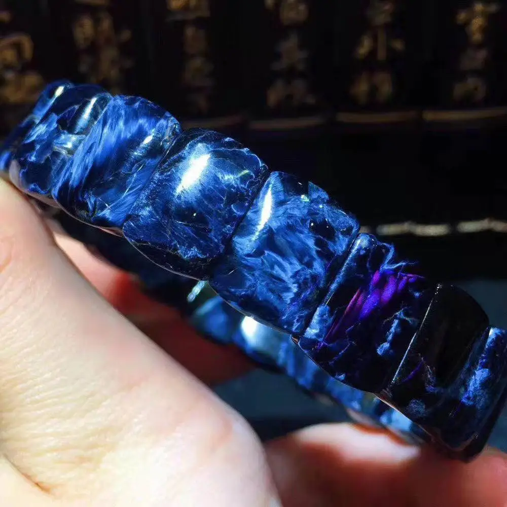 

Top Natural Blue Namibia Pietersite Rectangle Bracelet Gemstone 20.2x12.2x7mm Beads Women Men Stretch Crystal AAAAA Certificate
