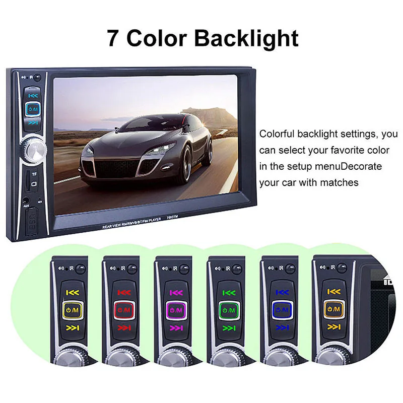 

NEW Black 6.6" 12V 2DIN Car MP5 MP3 Player Bluetooth Touch Screen USB FM Radio With Camera