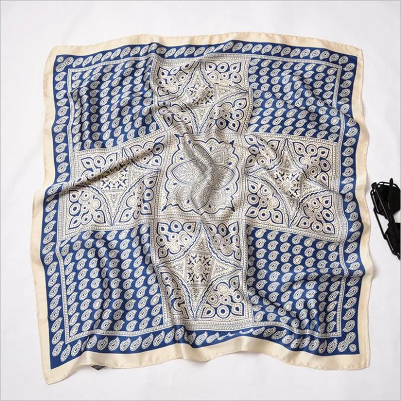 2019 New Women Scarf Silk Wrap Elegant Heart Floral Print Dot Patchwork Head Neck Hair Tie Band Neckerchief Square Scarves