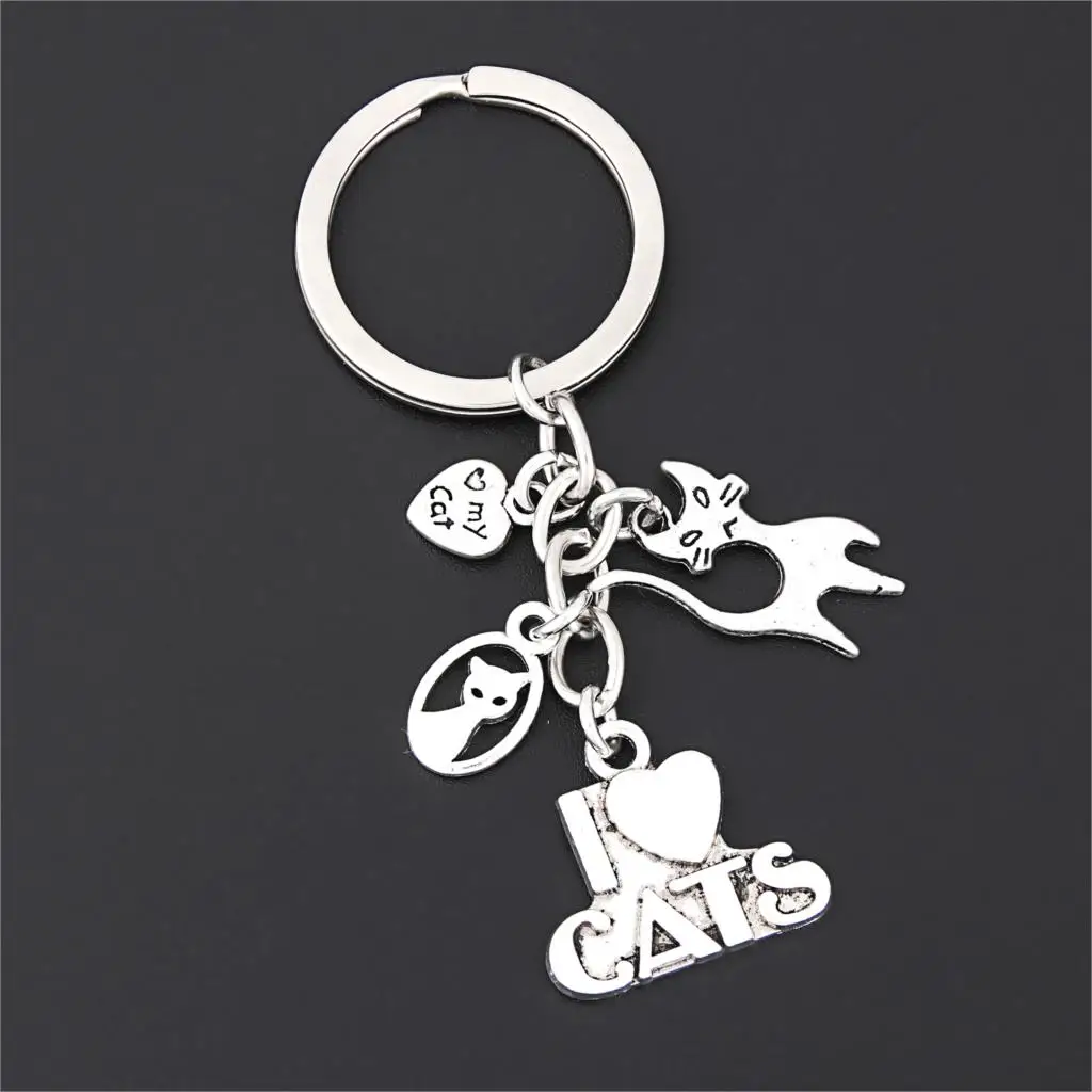 

1Pc New Arrived I Love My Cat Printed Word Keychain Making Animal Lovers Keyring Women Gift Diy Jewelry Supplies E2683