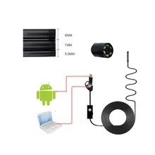 3-в-1 эндоскоп 8 мм 1.3MP HD C-type Водонепроницаемая эндоскопическая камера обнаружения 2 м 5 м 10 м жесткий кабель USB эндоскоп Камера для Android