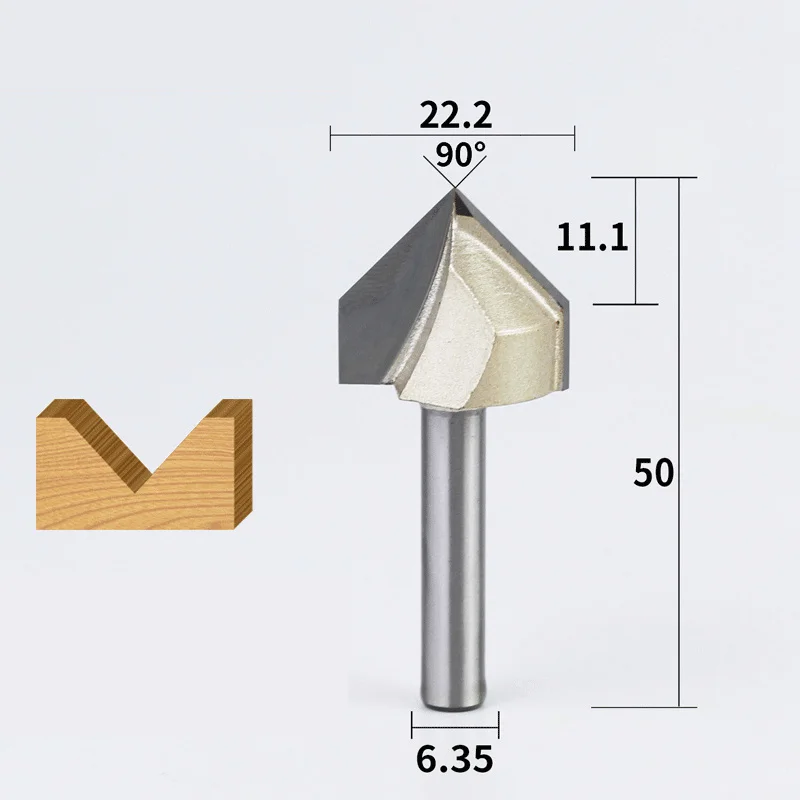 90 Degrees-1PCS, 12,7 мм ЧПУ твердосплавный фрезерный станок, деревообрабатывающий фрезерный станок, 3D V фрезерный станок, Деревянный инструмент, твердая древесина, МДФ - Длина режущей кромки: 635222