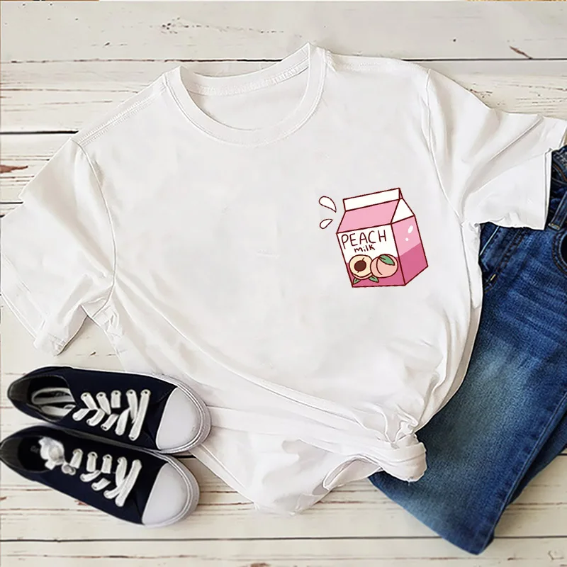 Miruku Milk Carton Silhouette Harajuku & Honey Peach эффектная Милая женская рубашка Ультрамодная