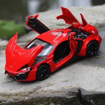 

JY32123 Laiken Dubai sports car simulation alloy car model children's sound and light pull back 4 open door die-casting toy car