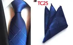 Галстук 8 см модные синие пледы галстук платок Набор 2400 стежков высокое качество Галстуки с карманом квадратный