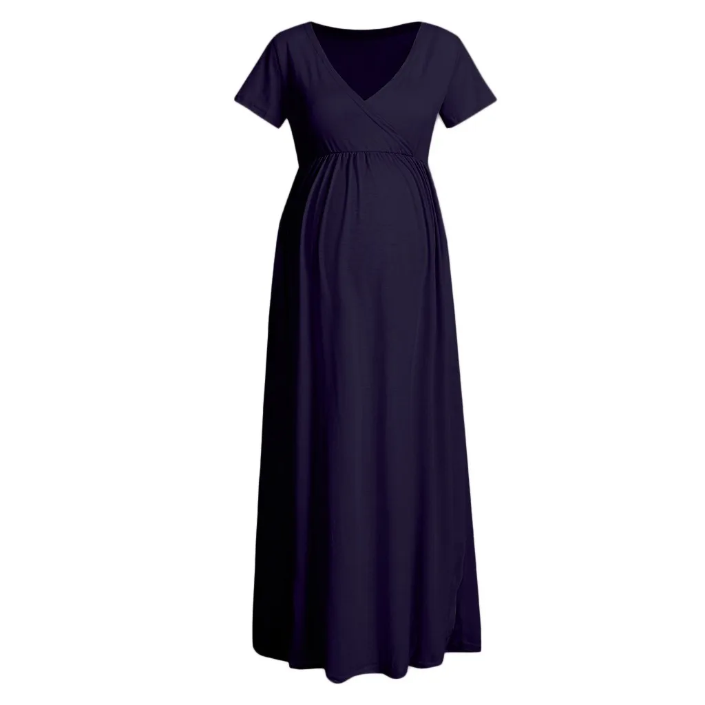TELOTUNY платье для беременных женское платье с v-образным вырезом и коротким рукавом женский сарафан Одежда женская одежда модная новинка Dec25 - Цвет: Navy