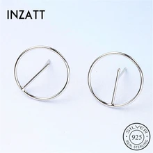 INZATT, милые, настоящее 925 пробы, серебряные, круглые серьги-гвоздики, изысканные, маленькие, полые, высокое качество, ювелирные изделия, аксессуары для женщин