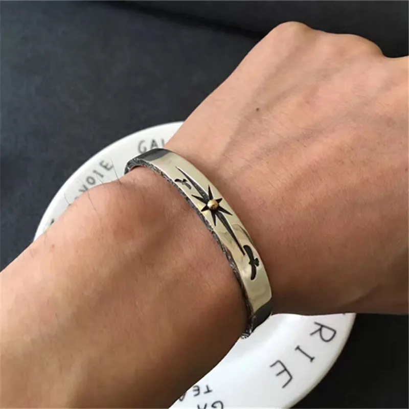 Solid Silver 925 Eagle Sun Cuff Bangle Bracelet Men Women Sun Cuff Bangle Bracelet Men Women