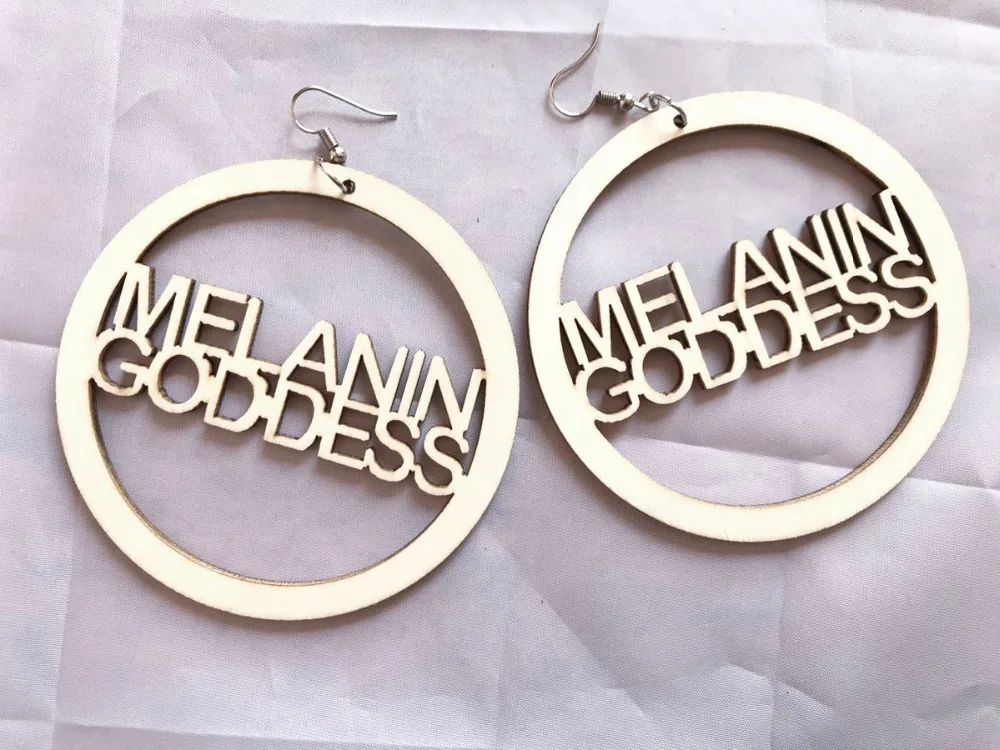 

1 pair 8cm natural color melanin goddess wood earrings , gift wooden Jewelry