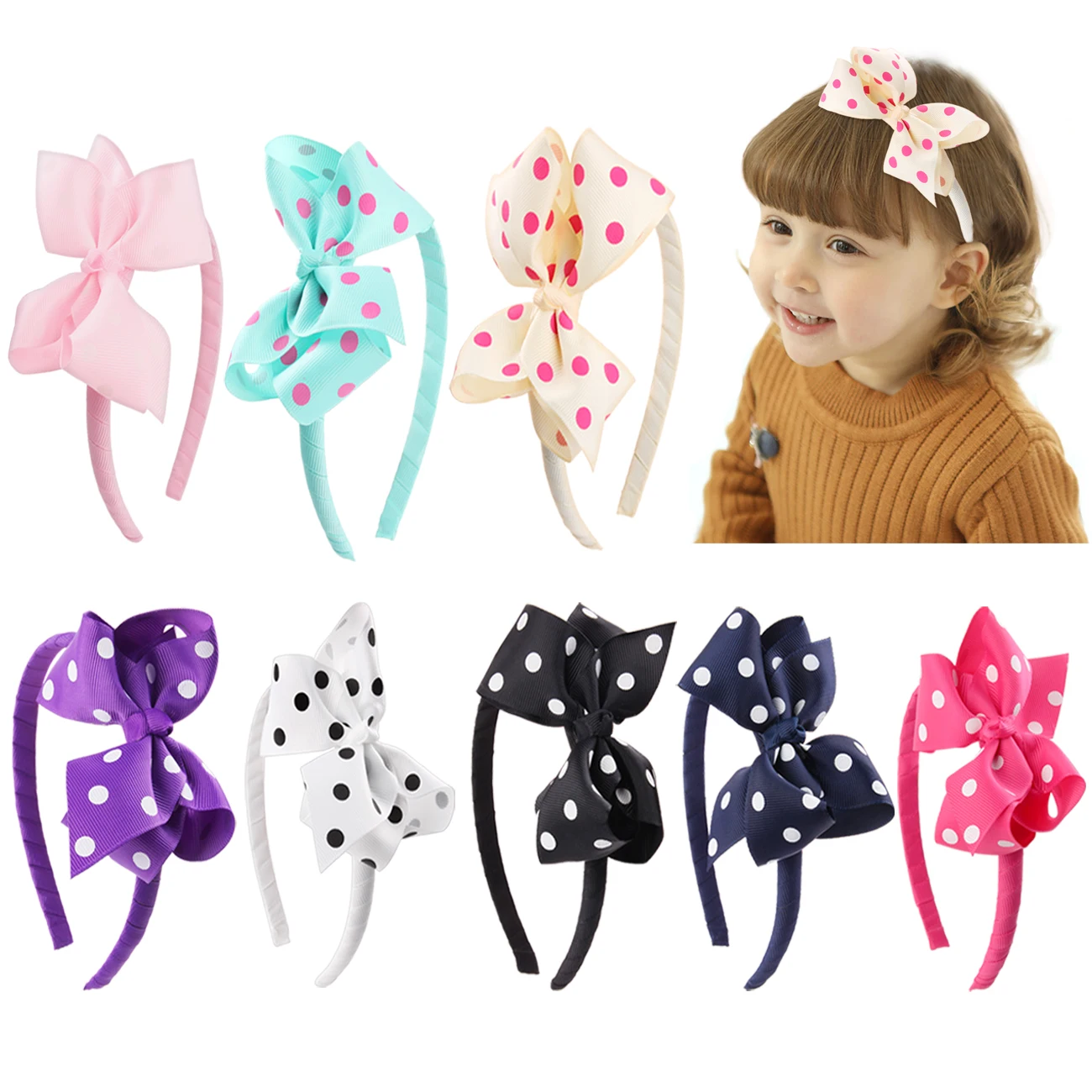 1PCS Hair Bows Band Boutique Ribbon Headbands For Girl Baby Kids