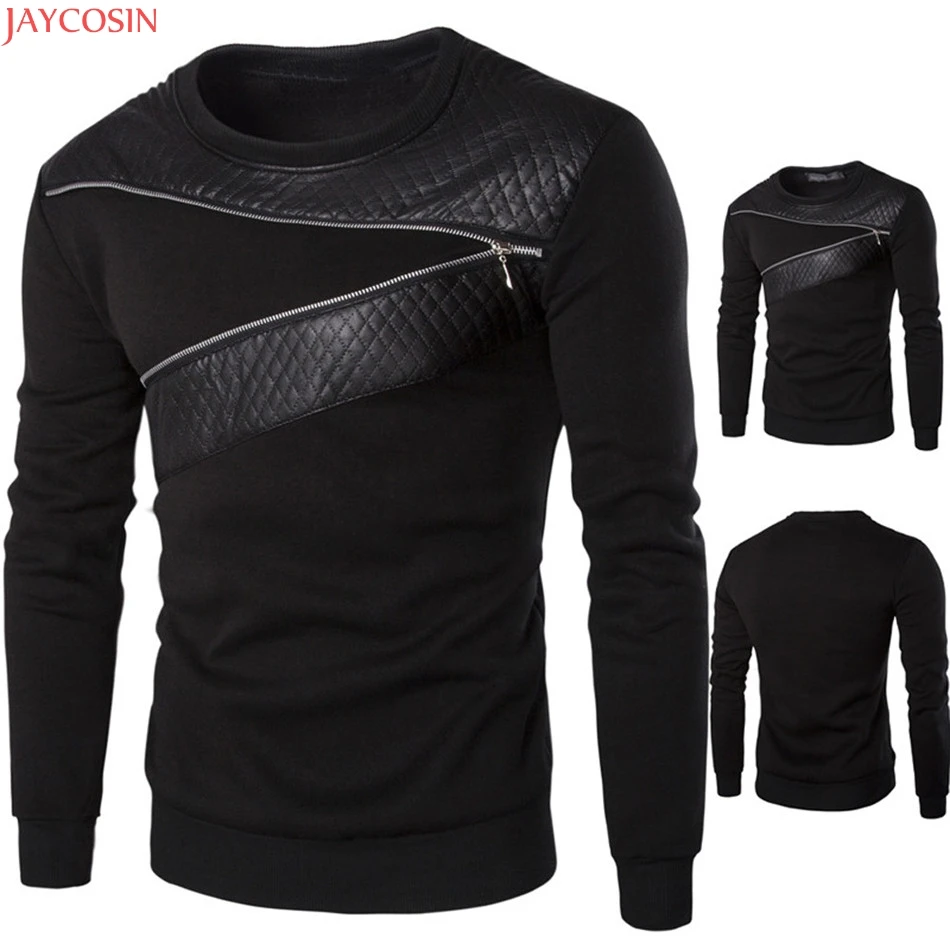 

PU Leather Jacket Men Winter Jackets Men Winter Warm Splicing Leather Sweatshirt Coat Jacket Outwear Sweater For Business Casual