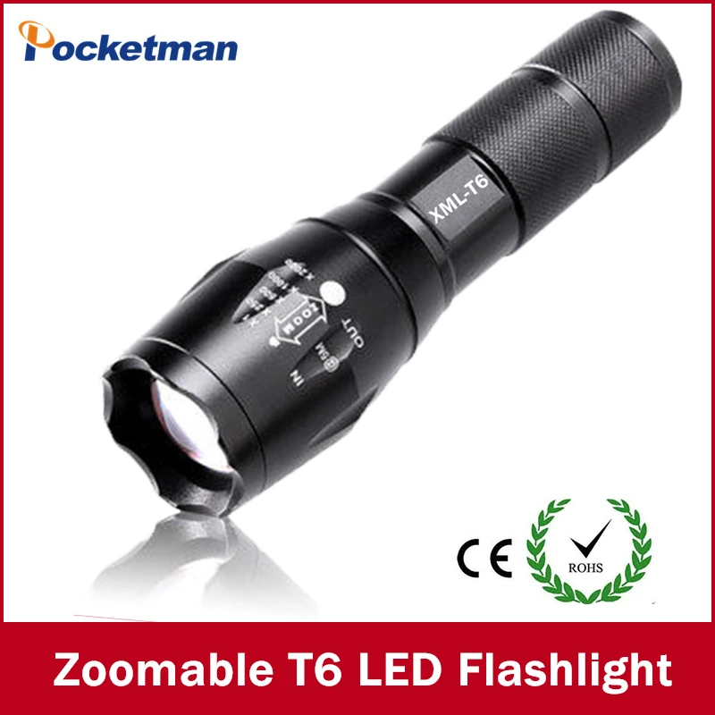 E17 CREE XM-L T6 3800Lumens cree led Torch Zoomable cree LED Flashlight Torch light For 3xAAA or 1x18650 Free shipping