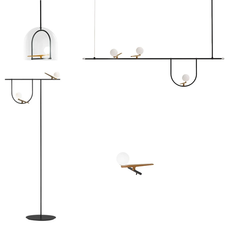 

pendant nordic light bird pendant lights creative personality wrought iron restaurant geometric line hanging lamp led fairy lamp