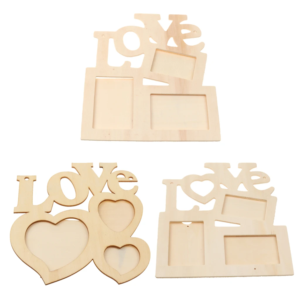 Hollow LOVE Rustic Wooden Family Picture Photo Frames DIY Wedding Favours #A