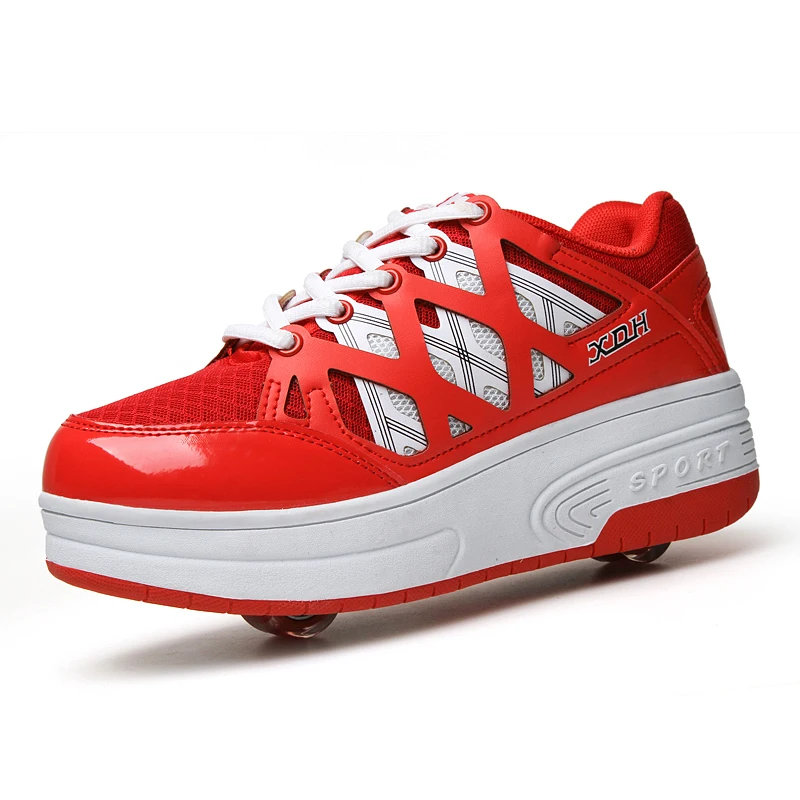 Европейские размеры 30-42, красные детские кроссовки для катания на роликах, Детские кроссовки с двумя колесами для мальчиков и девочек, повседневная обувь для взрослых мальчиков
