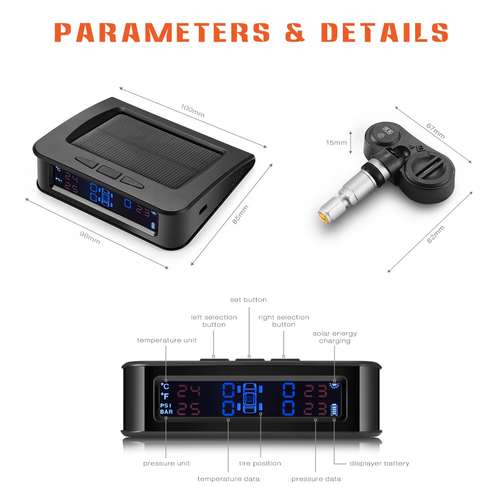 ZEEPIN TPMS C220 автомобильный монитор давления в шинах Система Солнечной Системы TPMS с 4 внешними/внутренними датчик давления для шин