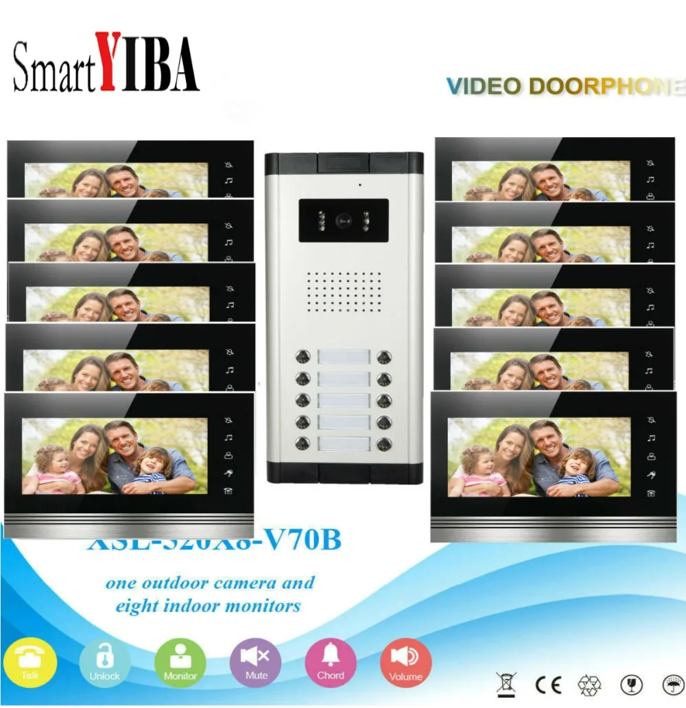 

SmartYIBA Wired 7inch LCD Touch Monitor Recording Video Door Phone Intercom Doorbell Chimes Security Entry Access Control System