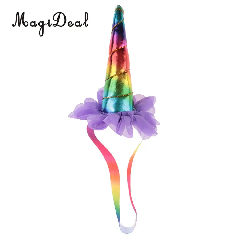 Quality Decorative Magical Rainbow Unicorn Horn Headband Adult Kids Colorful Elastic Hairband Costume Fancy Dress | Дом и сад