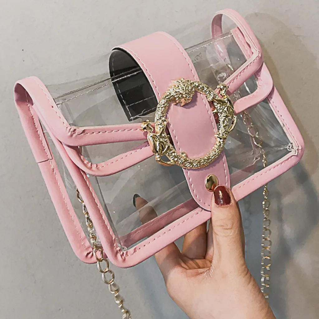 Luxury handbags women bags designer small Crossbody bags for women Casual Solid Color Transparent Handbag Wild Diagonal Package - Цвет: Pink