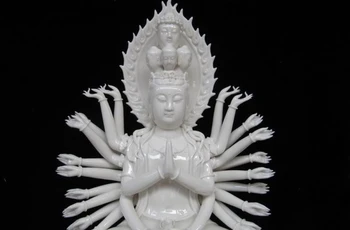 

China Buddhism White porcelain 1000 Hands Armed Avalokitesvara Kwan-Yin Statue