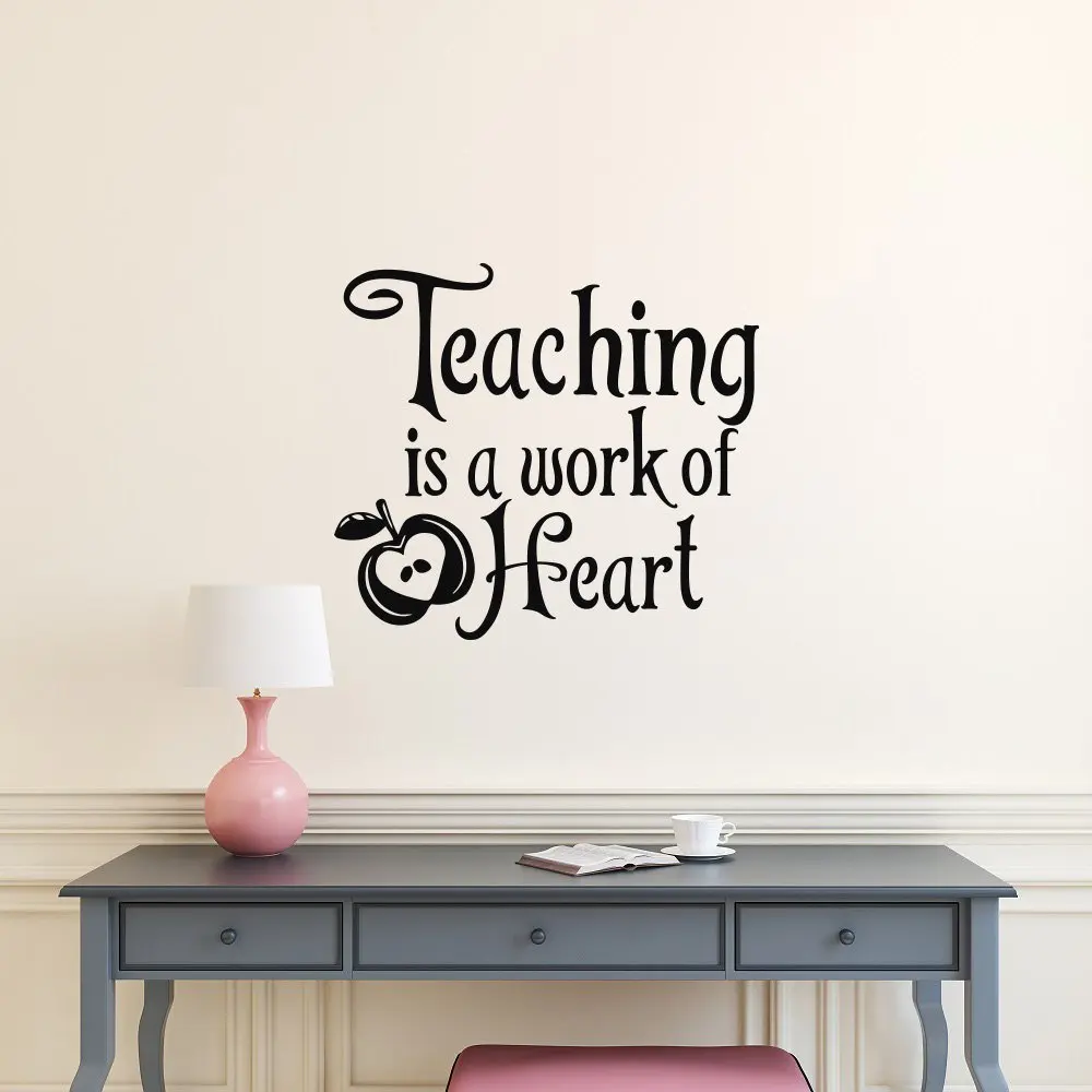 

Teaching Is A Work Of Heart Vinyl Wall Decal Quote Back to School Teacher Appreciation Gift Teacher Classroom Decor sticker G340
