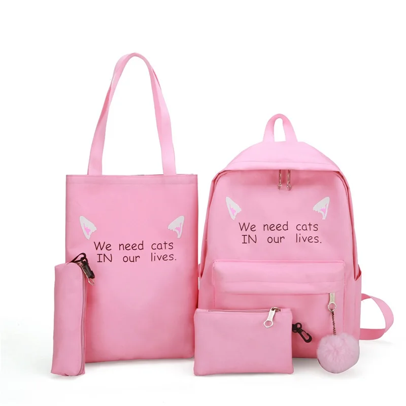 

Children School Bags For Teenage Girls Shoulder Canvas Backpacks 3pcs/set School Backpack Kids Letters Printing Women Bags