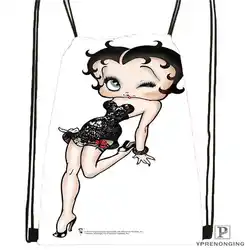 Изготовленная на заказ Betty Boop (16) походная сумка на шнурке милый рюкзак для детей (черная спинка) 31x40 см # 180612-03-Betty Boop